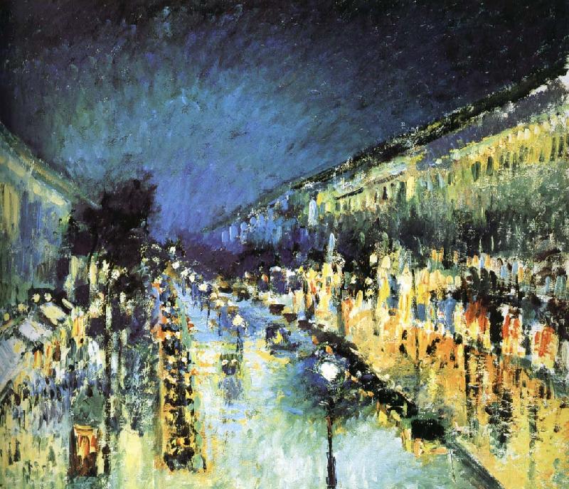 Camille Pissarro Montmartre Street Night Norge oil painting art